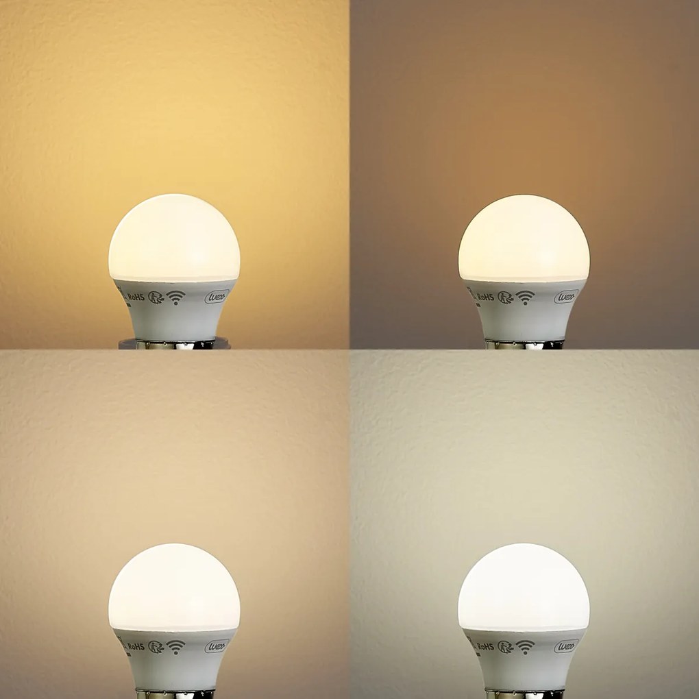 Set de 5 becuri LED inteligente E27, reglabile, P45 Opal 4,9W 470 lm 2200-4000K