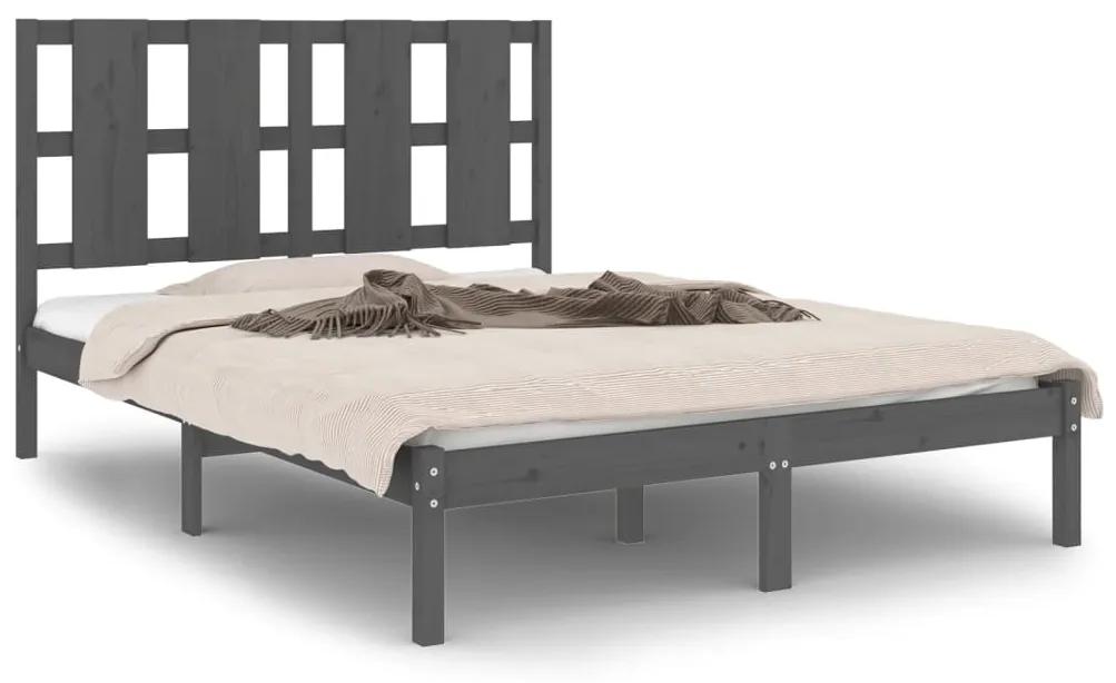 3105597 vidaXL Cadru de pat, gri, 120x200 cm, lemn masiv de pin