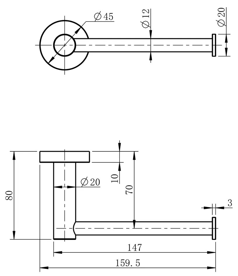 Suport hârtie igienică Sapho XR723B X-Round, fărăcapac, negru