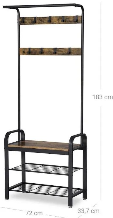 Panou metalic pentru hol PURE 183 cm, negru/maro rustic