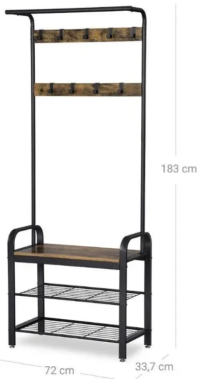 Panou metalic pentru hol PURE 183 cm, negru/maro rustic
