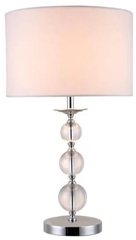Veioza Crystal, 25x25x50 cm, e27, 60 w, metal/textil, argintiu/alb