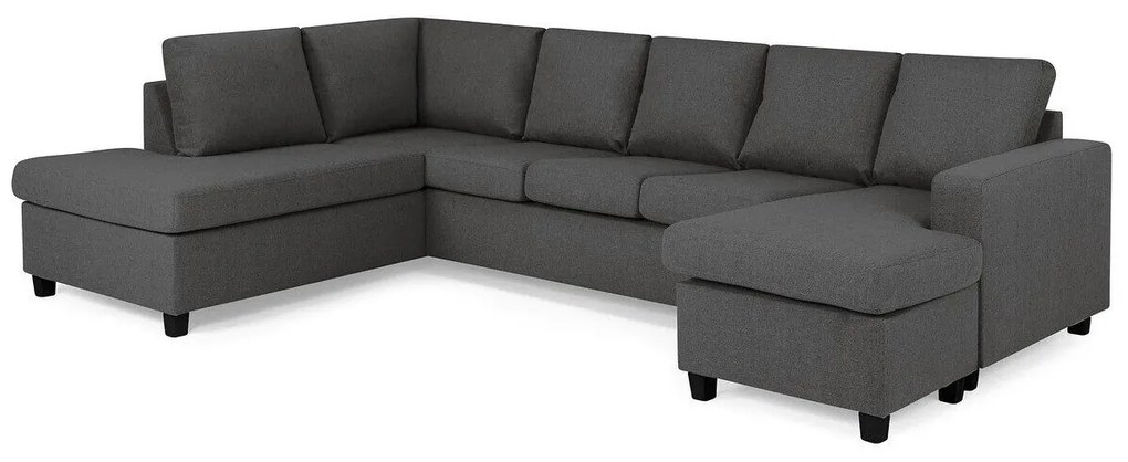 Colțar Scandinavian Choice C174Gri, Negru, 300x195x92cm, 130 kg, Picioare: Plastic