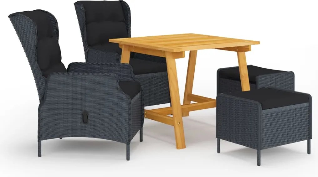 vidaXL Set mobilier de grădină, 5 piese, gri închis