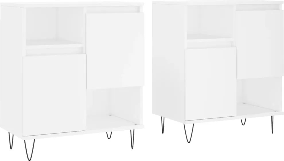 vidaXL Servante, 2 piese, alb, lemn prelucrat