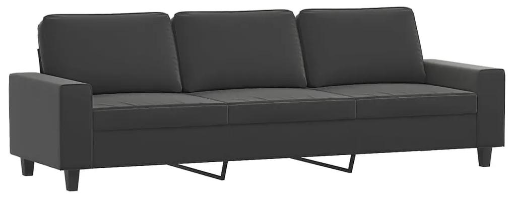Canapea cu 3 locuri si taburet, gri inchis, 210 cm, microfibra