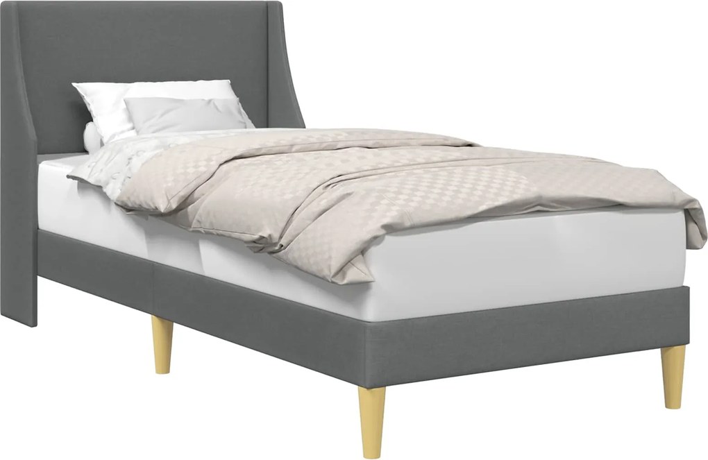 vidaXL Cadru de pat cu headboard Gri închis 90 x 200 cm țesătură