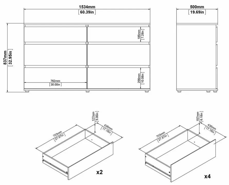 Comodă albă joasă 153x84 cm Nova – Tvilum