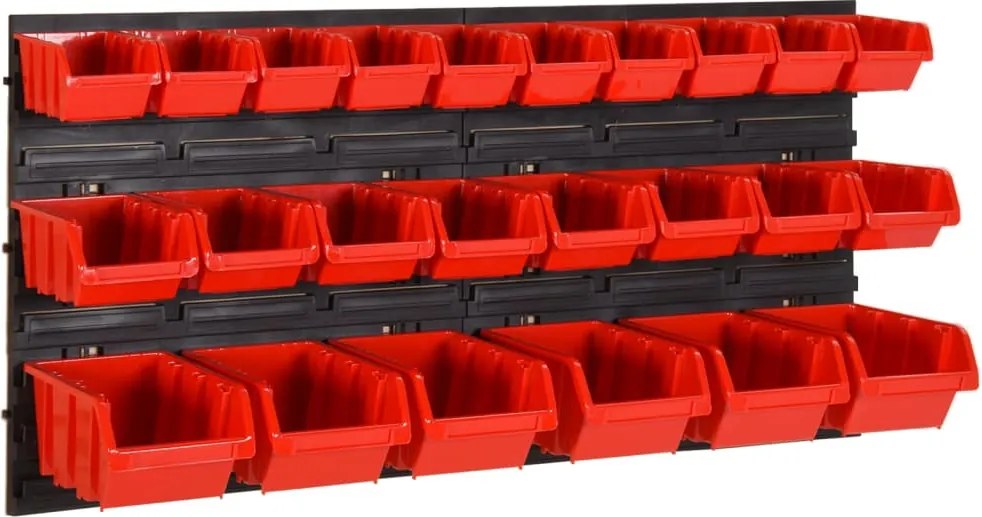 vidaXL Set rafturi atelier 26 buc. roșu / negru 77x39 cm polipropilenă