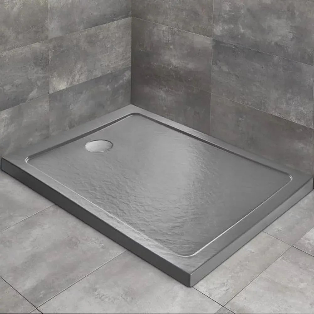 Cadita dus dreptunghiulara Radaway Doros F Stone 140x90 cm acril antracit
