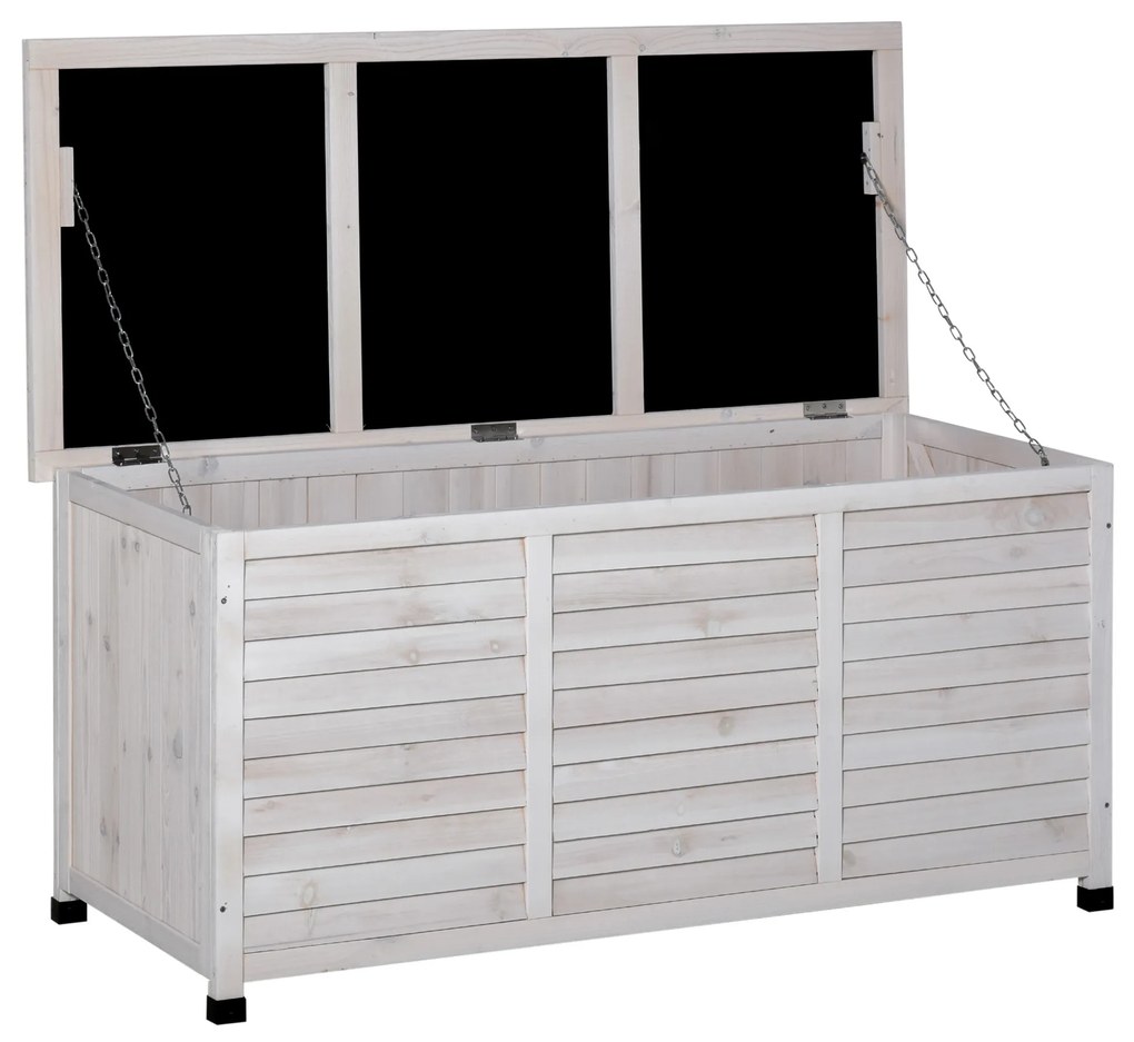 Banca tip container de depozitare Outsunny, 127x56x60cm, alb | Aosom Romania