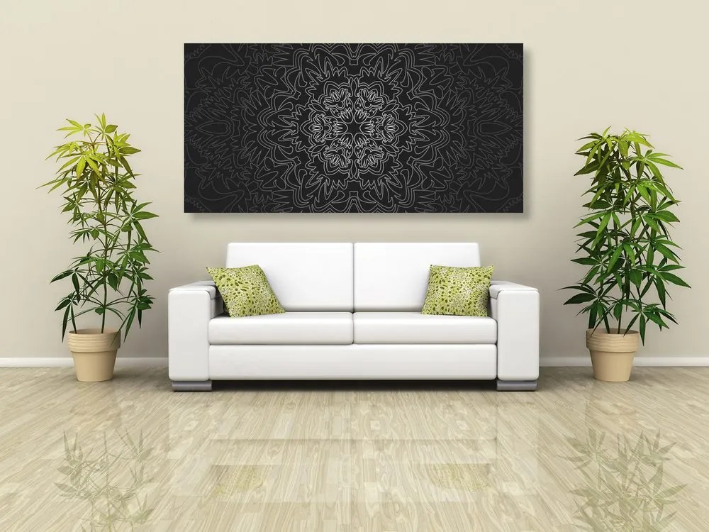 Tablou Mantala ornamentală în design alb-negru
