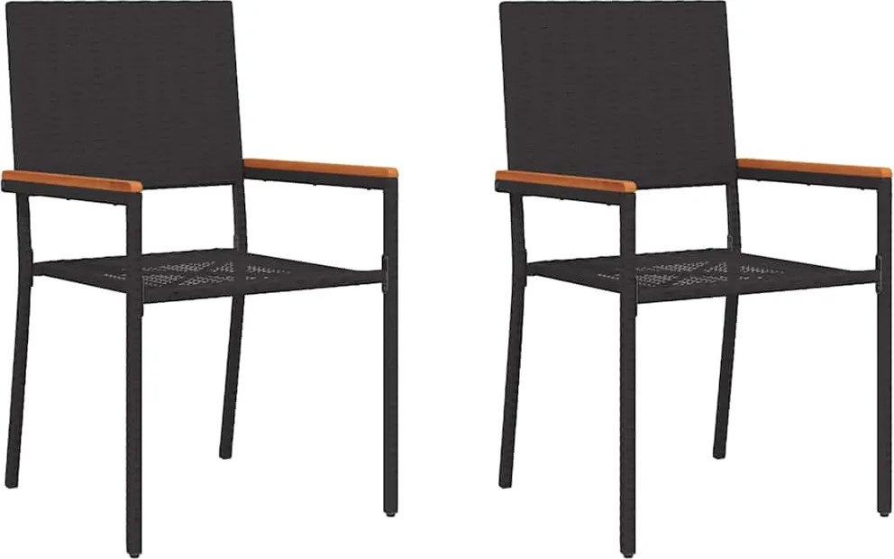 vidaXL Scaune de grădină stivuibile 2 pcs Negru și Maro