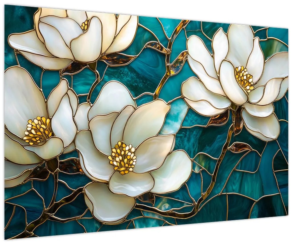Tablou - Vitraliu cu magnolie (90x60 cm)