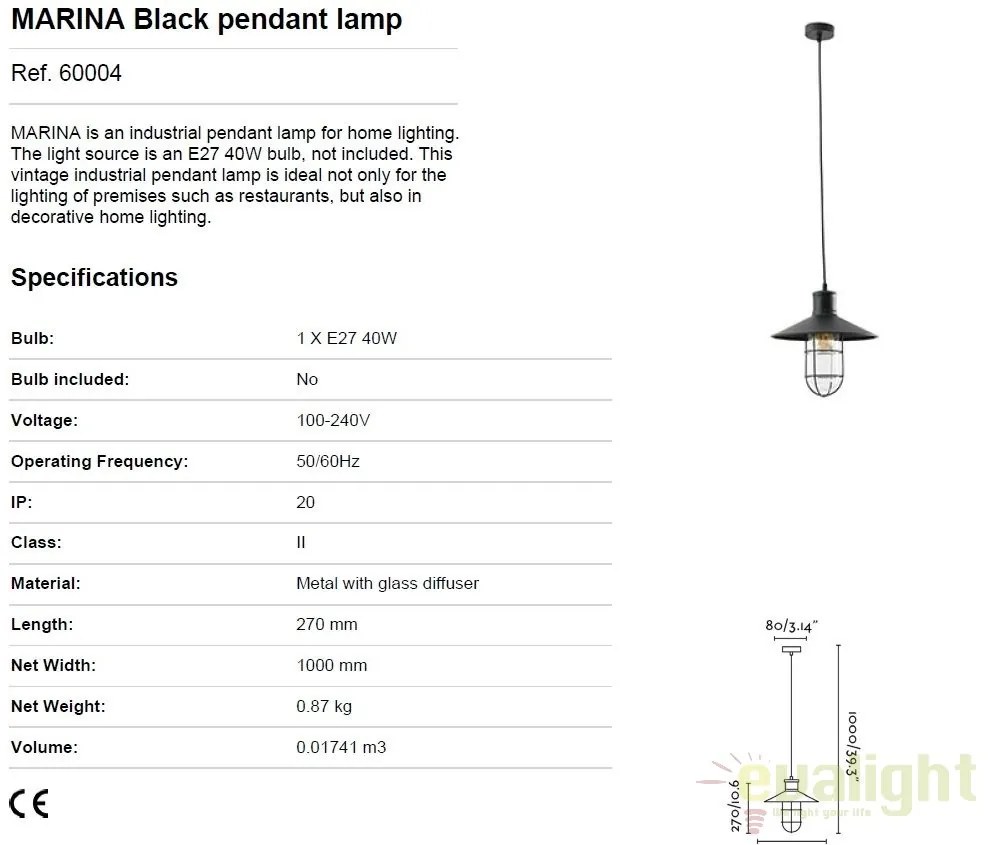 Pendul design Industrial Style MARINA 60004