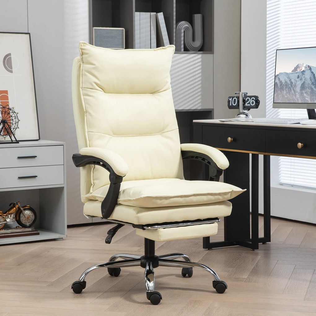 Vinsetto Fotoliu Birou Negru – Rabatabil, Suport Picioare & Ergonomic | Aosom Romania