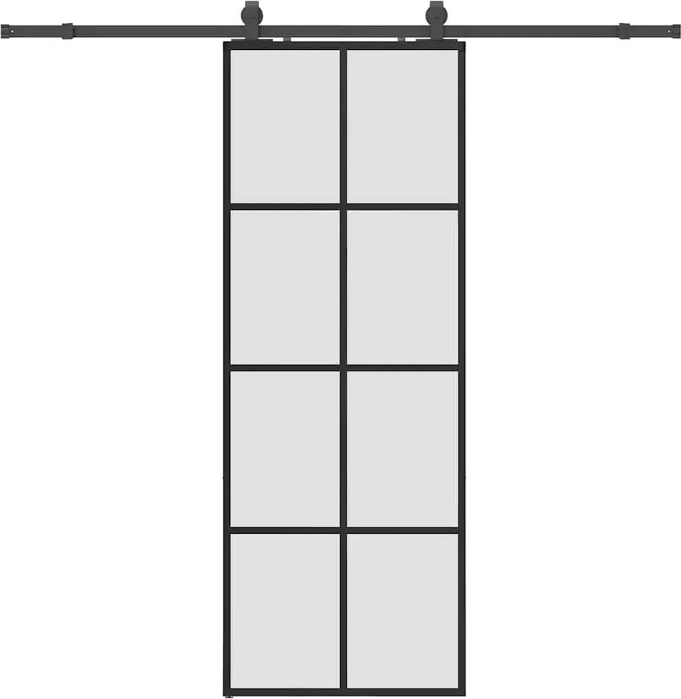 vidaXL Ușă glisantă cu set de feronerie neagră 76x205 cm Sticlă ESG