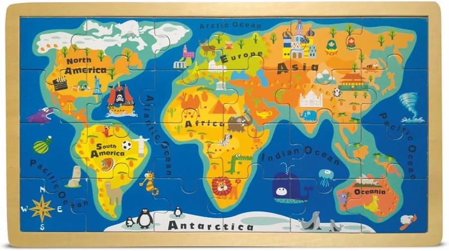Puzzle cu ramă Legler World Map