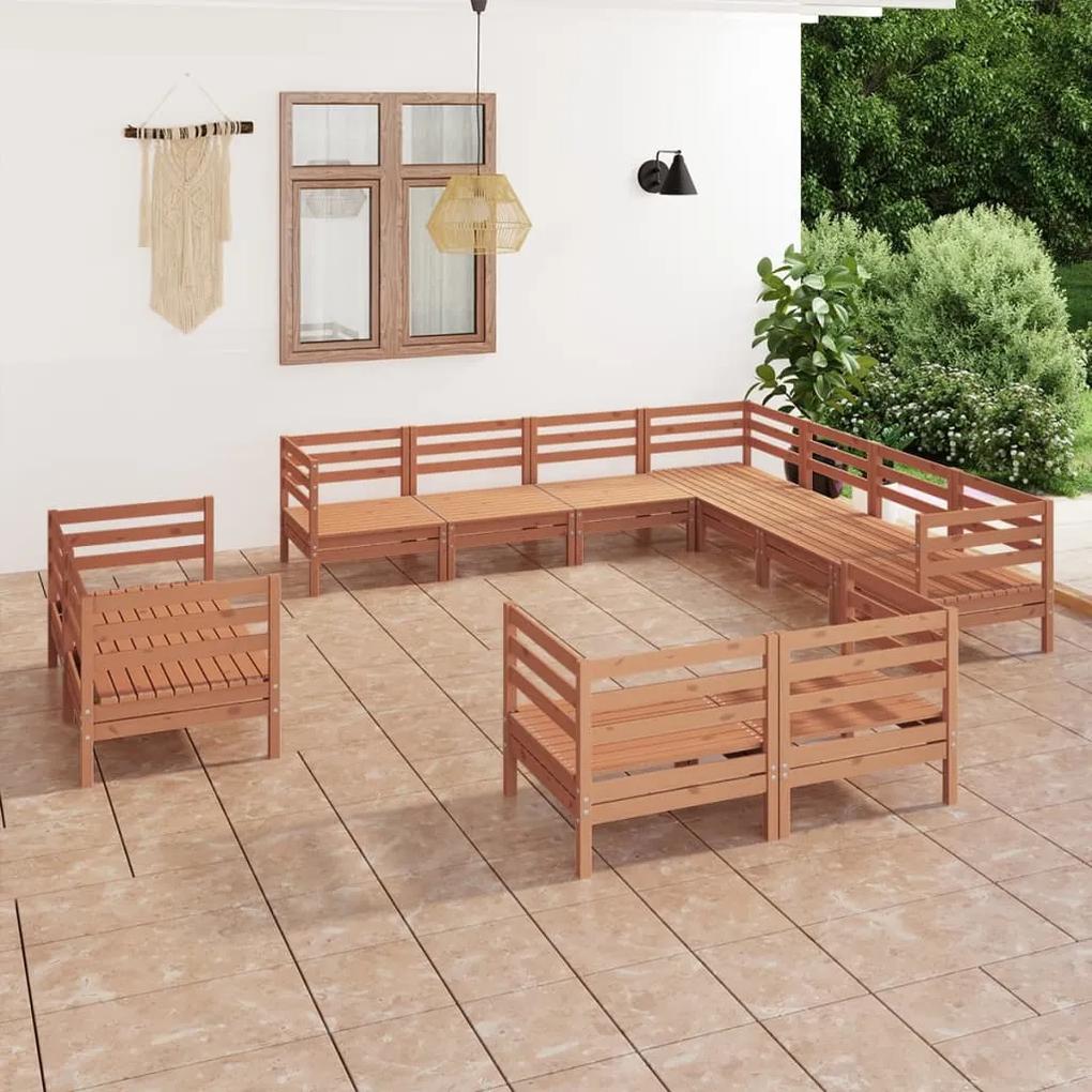 3083217 vidaXL Set mobilier de grădină, 11 piese, maro miere, lemn masiv pin