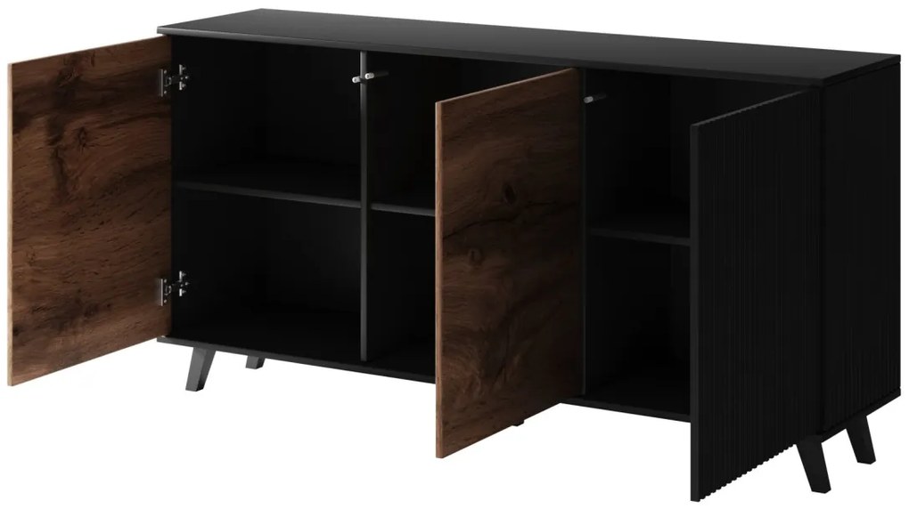 Comoda Random KM1 stejar wotan/negru - L160 x A40 x h82 cm