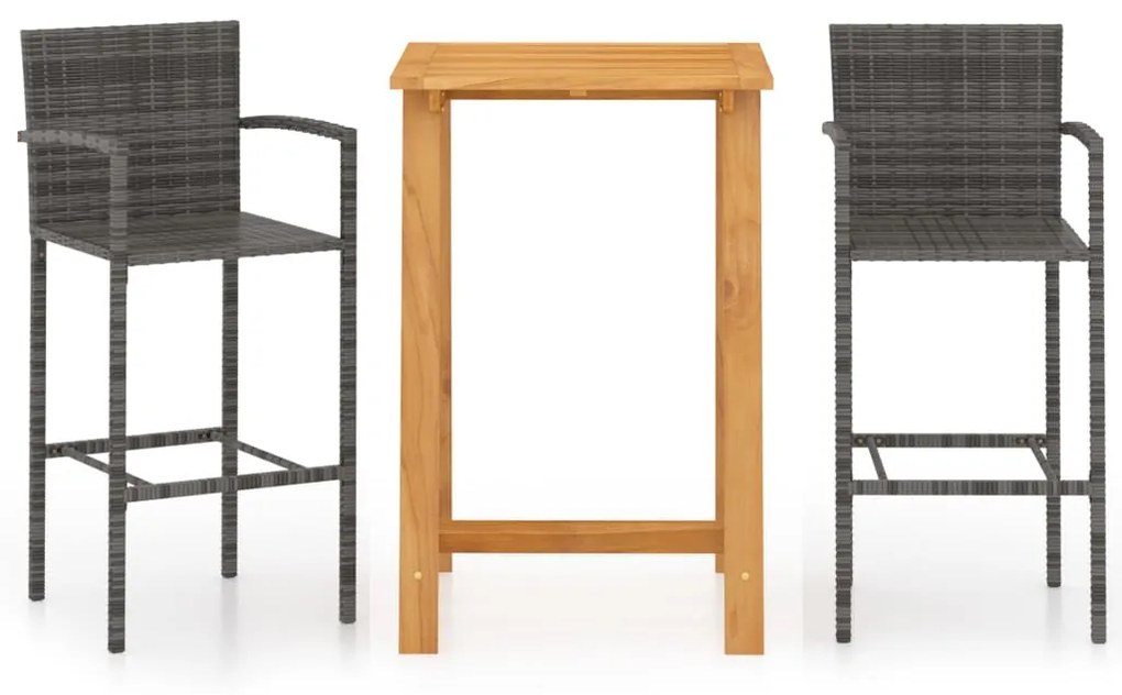 3067954 vidaXL Set mobilier de bar de grădină, 3 piese, gri