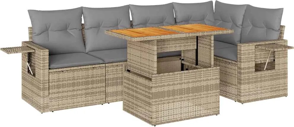 vidaXL Set canapele de grădină cu perne, 6 piese, bej, poliratan