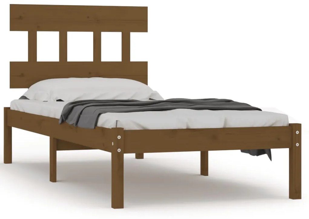 3104706 vidaXL Cadru de pat single, maro miere, 90x190 cm, lemn masiv