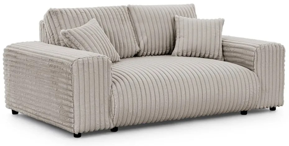 Canapea gri deschis cu tapițerie din catifea reiată 178 cm Justin – Ropez