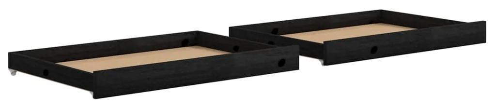 Sertare pat de zi, 2 buc., negru, lemn masiv de pin Negru