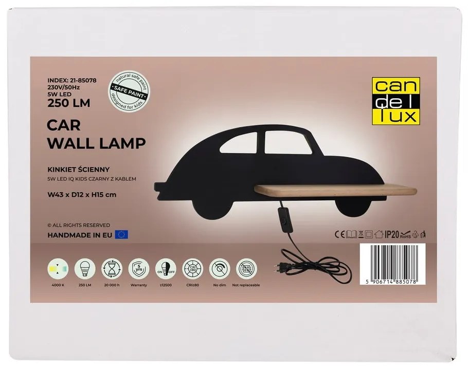 Corp de iluminat pentru copii negru Car – Candellux Lighting