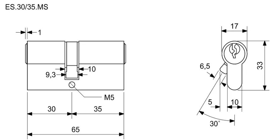 Cilindru Richter ES.30/35.MS 30+35 mm, 6 chei