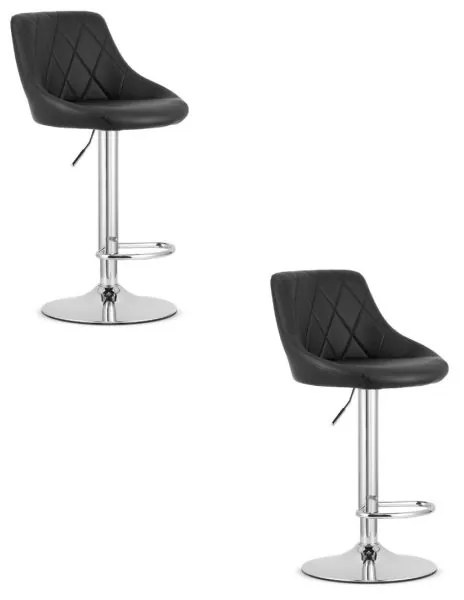 Scaun Bar KAST Piele Ecologica Negru / Baza Crom x 2 Buc