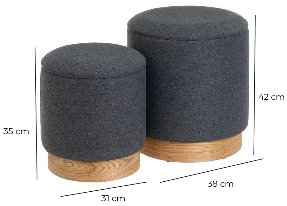 Pufuri gri-închis 2 buc. – Casa Selección
