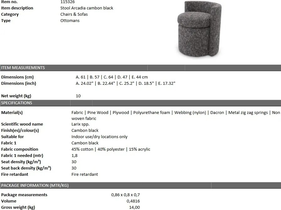 Fotoliu design LUX Arcadia, cambon negru 115326 HZ