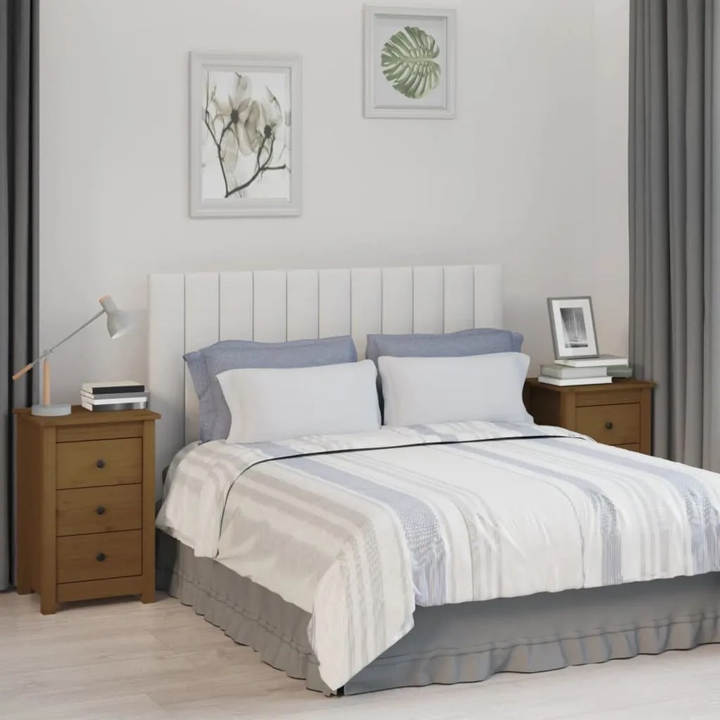 813706 vidaXL Noptiere, 2 buc, maro miere, 40x35x61,5 cm, lemn masiv de pin