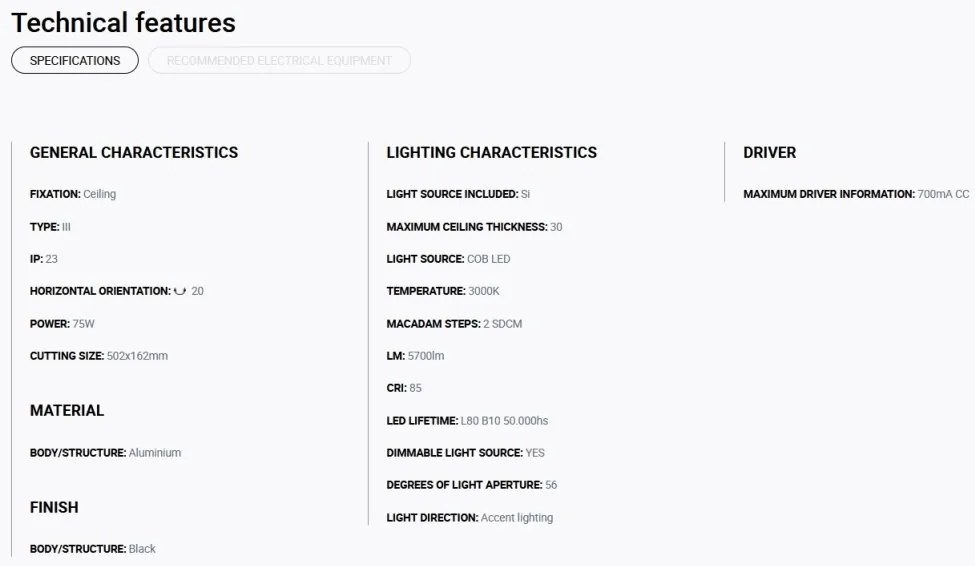 Spot LED incastrabil COLIN-3 Black recessed 72-108W 3000K 56°