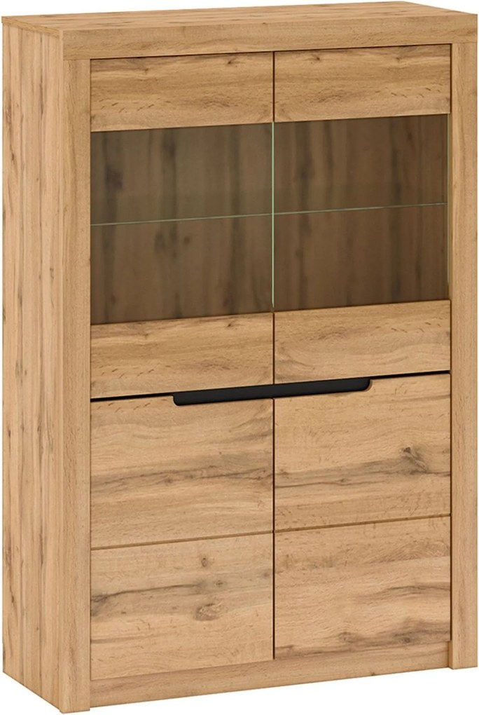 Vitrina TORONTA C, stejar wotan, DTD laminat, 103x40x151 cm