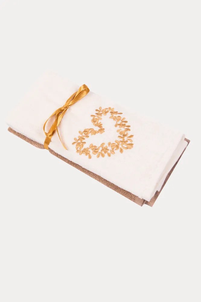 Prosoape de bucătărie HEART, 2 buc Crem-Muștar /Cream-Mustard Set (2 buc, 40x60 cm)