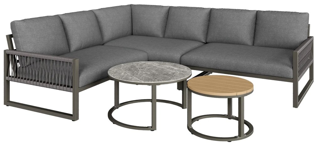 Set de lounge pentru grădină pentru 6-7 persoane, Gri | Aosom Romania