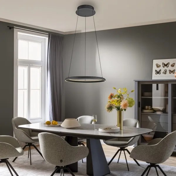 Schöner Wohnen 15570-18-LED QUILLO, lustră suspendată pe cablu LED, dimabilă, 36 W, 230 V, Ø 60 cm, negru