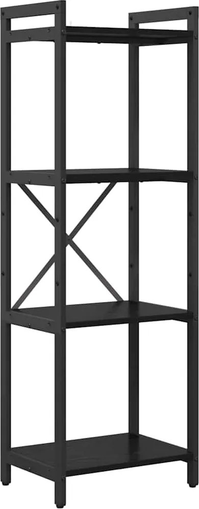 vidaXL Raft pentru cărți Stejar Negru 40 x 30 x 85 cm Lemn compozit