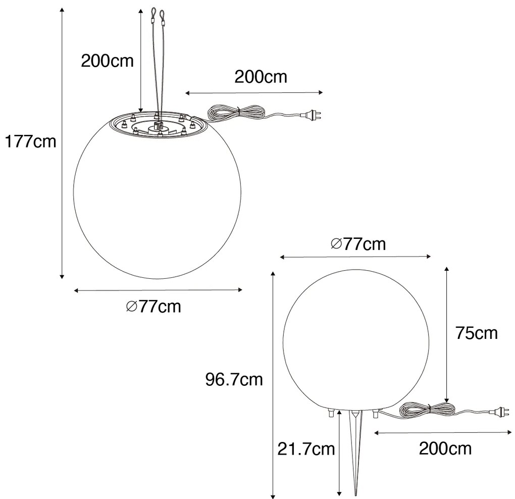 Lampă inteligentă de exterior gri 77 cm IP44 incl. Wifi A60 - Nura