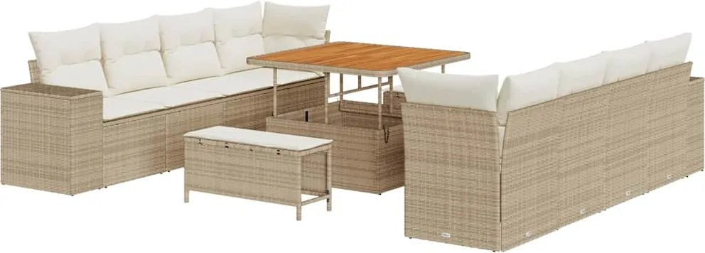 vidaXL Set de canapele pentru grădină 11 pcs Bej și crem poliratan