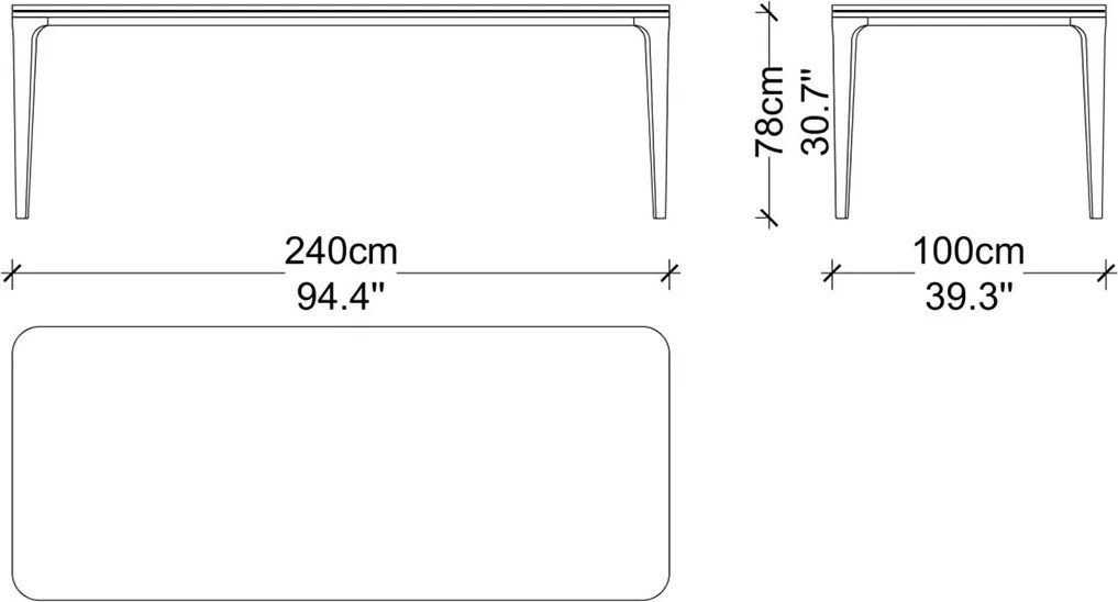 Masă lemn masiv de dining Sophia 240 × 100 cm