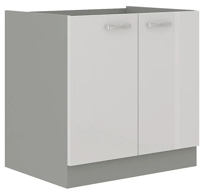 Dulap sub chiuvetă 80 ZL 2F BB Multi (Gri + Alb lucios). Promo -16%. 1070503