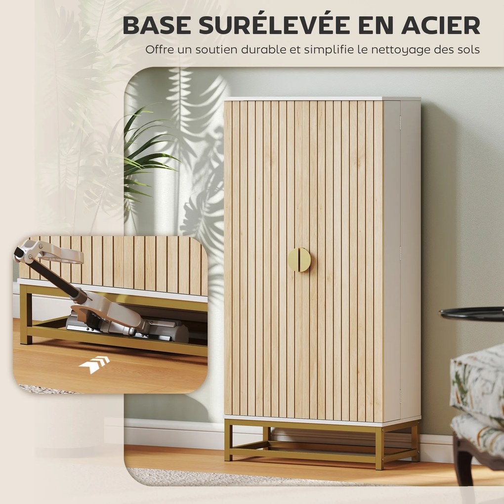HOMCOM Dulap de bucătărie mobilier pentru depozitare cu 12 rafturi cu uși, rafturi ajustabile, 58x29x119,5cm, alb | Aosom Romania