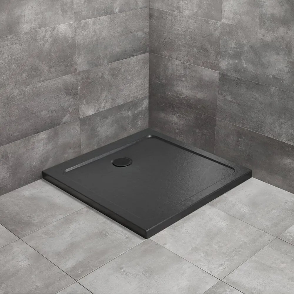 Cadita dus patrata Radaway Doros C Stone 100x100 cm acril negru