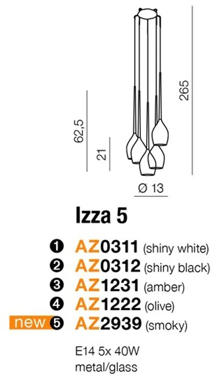 Lustra moderna Izza 5 fumurie ZZ AZ2939