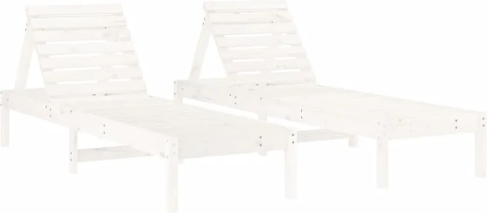 vidaXL Șezlonguri, 2 buc., alb, 199,5x60x74 cm, lemn masiv pin
