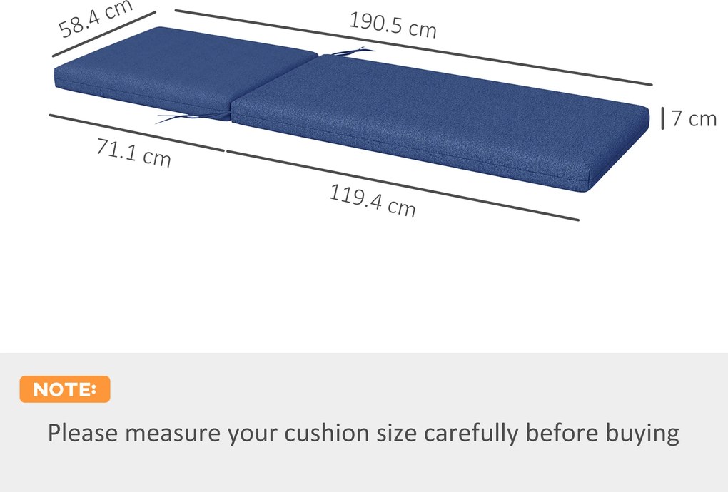 Outsunny Set de 2 saltele pentru șezlong/transat de soare cu chingi de prindere pentru grădină, Albastru | Aosom Romania